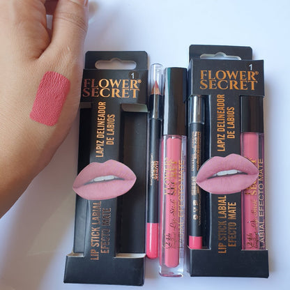 Flower secret lipstick and gloss set Matte