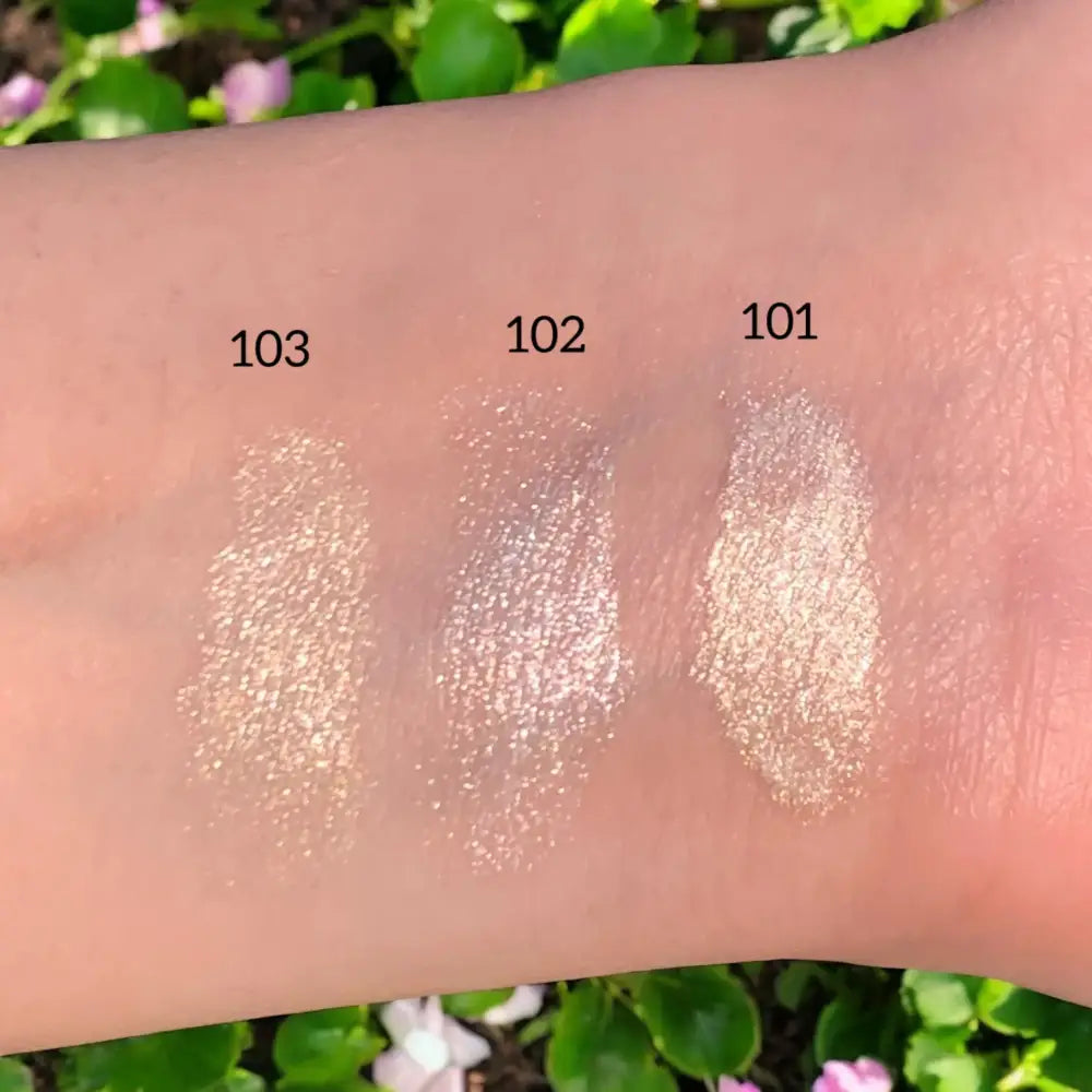 3 q beauty highlighter swatches