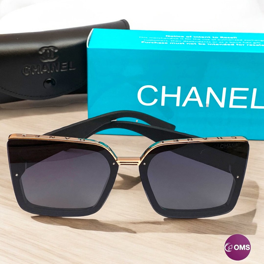 Chanel Sunglasse + Leather Pouch & Box