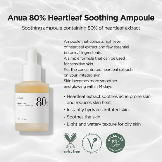 Anua Heartleaf 80 % Moisture Soothing Amoule/Serum