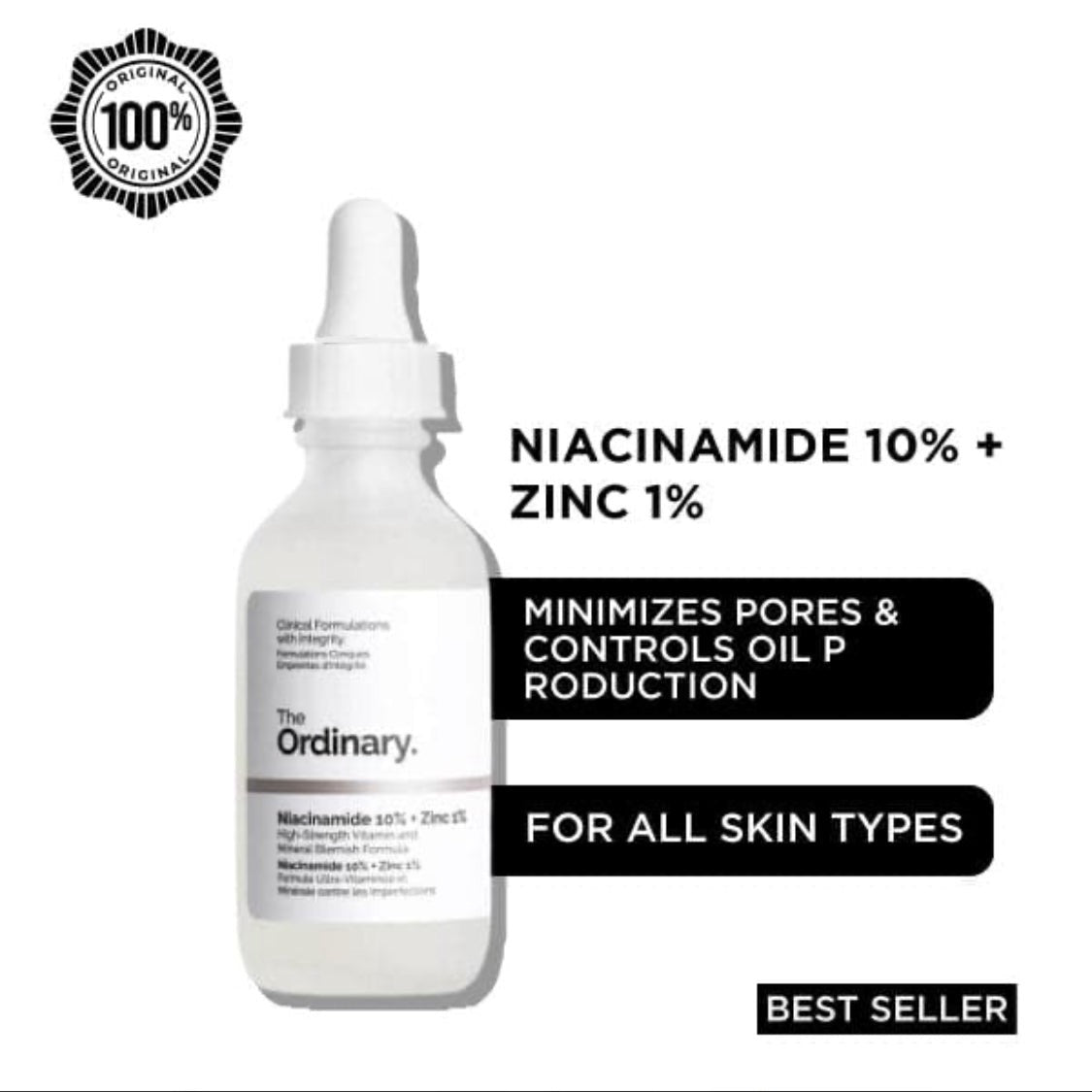 THE ORDINARY NIACINAMIDE 10% + ZINC 1% SERUM FOR ALL SKIN TYPES