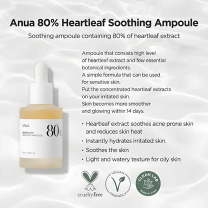 Anua Heartleaf 80 % Moisture Soothing Amoule/Serum - skincare