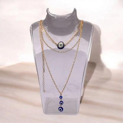 evil eye triple layer pendant set 